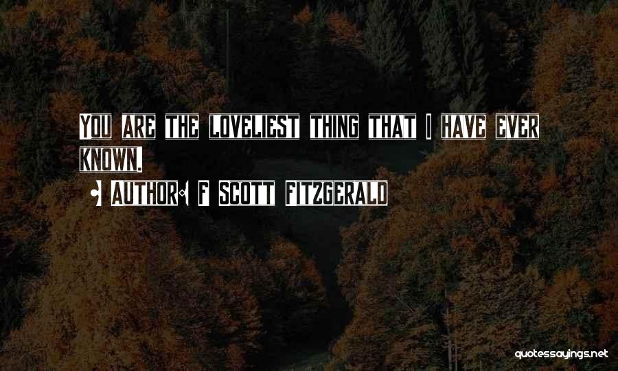 F Scott Fitzgerald Quotes: You Are The Loveliest Thing That I Have Ever Known.