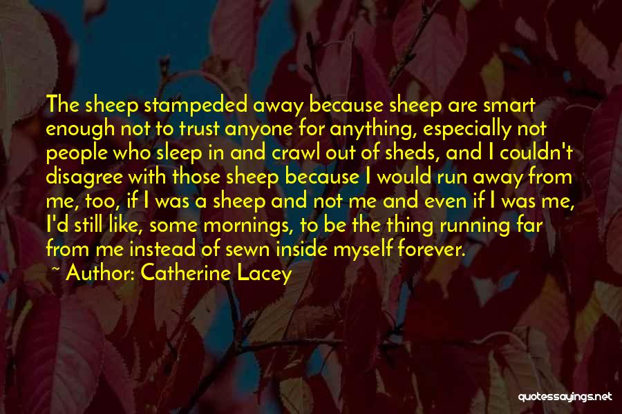 Catherine Lacey Quotes: The Sheep Stampeded Away Because Sheep Are Smart Enough Not To Trust Anyone For Anything, Especially Not People Who Sleep