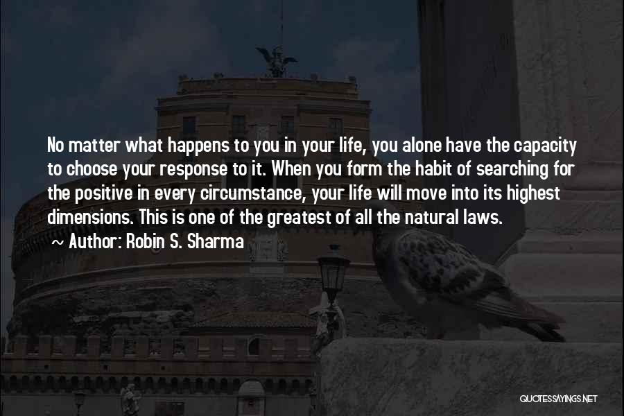 Robin S. Sharma Quotes: No Matter What Happens To You In Your Life, You Alone Have The Capacity To Choose Your Response To It.