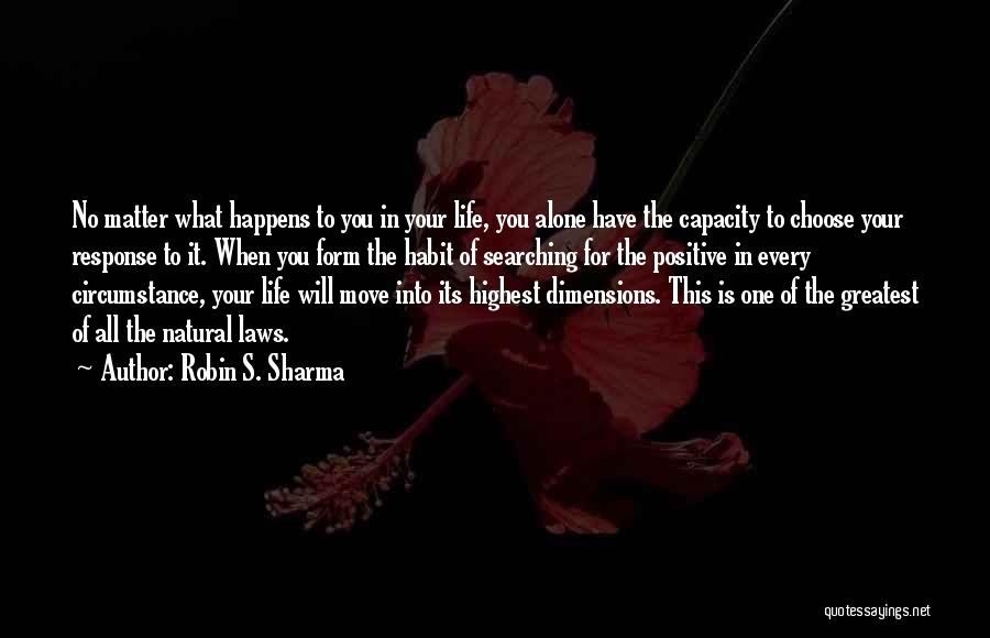 Robin S. Sharma Quotes: No Matter What Happens To You In Your Life, You Alone Have The Capacity To Choose Your Response To It.