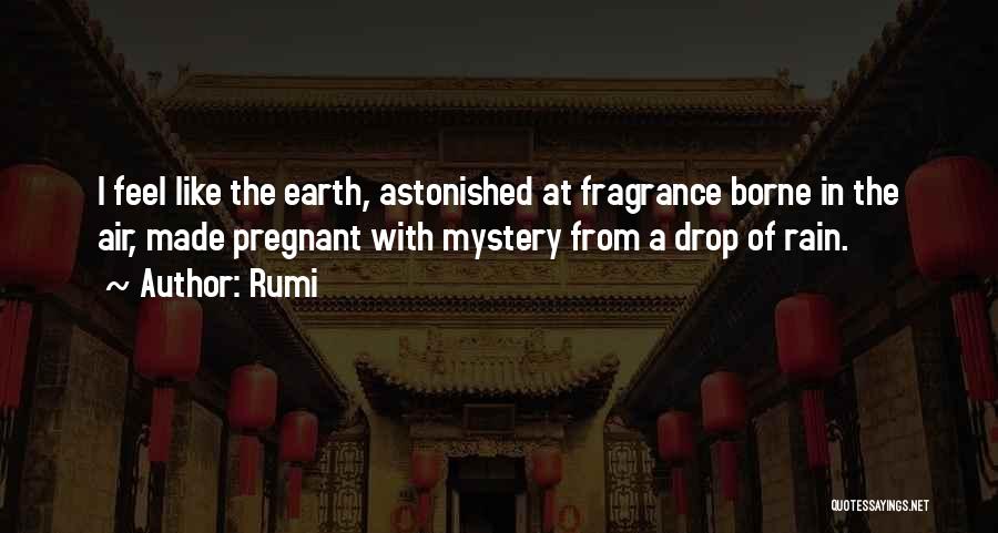 Rumi Quotes: I Feel Like The Earth, Astonished At Fragrance Borne In The Air, Made Pregnant With Mystery From A Drop Of