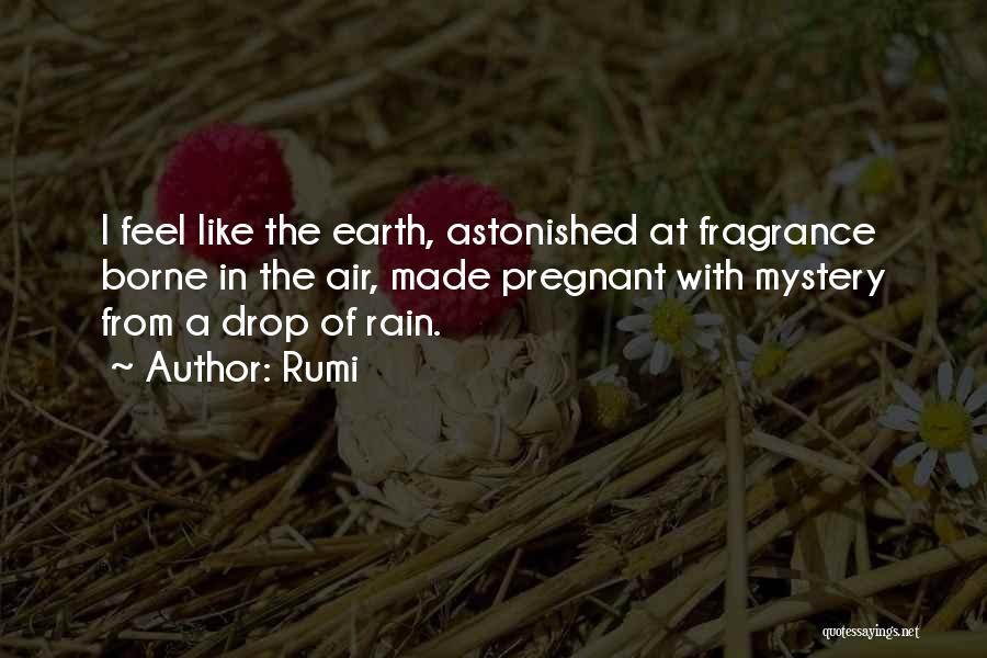 Rumi Quotes: I Feel Like The Earth, Astonished At Fragrance Borne In The Air, Made Pregnant With Mystery From A Drop Of