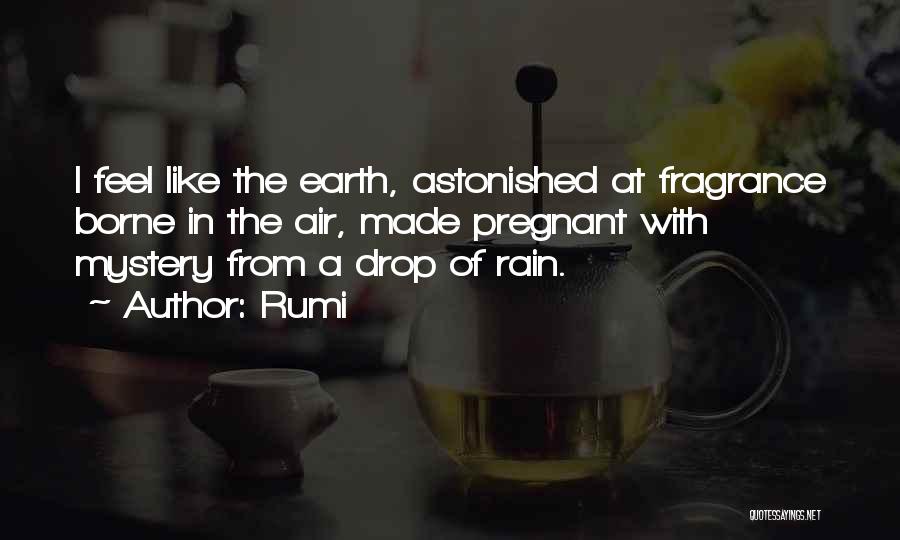 Rumi Quotes: I Feel Like The Earth, Astonished At Fragrance Borne In The Air, Made Pregnant With Mystery From A Drop Of