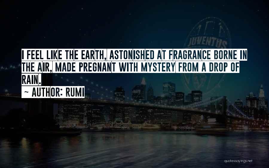 Rumi Quotes: I Feel Like The Earth, Astonished At Fragrance Borne In The Air, Made Pregnant With Mystery From A Drop Of