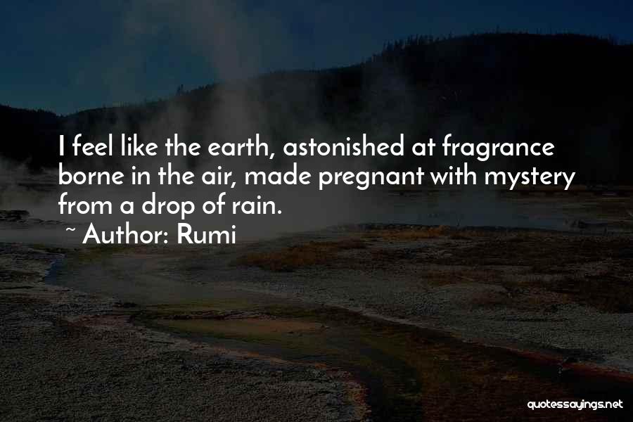 Rumi Quotes: I Feel Like The Earth, Astonished At Fragrance Borne In The Air, Made Pregnant With Mystery From A Drop Of