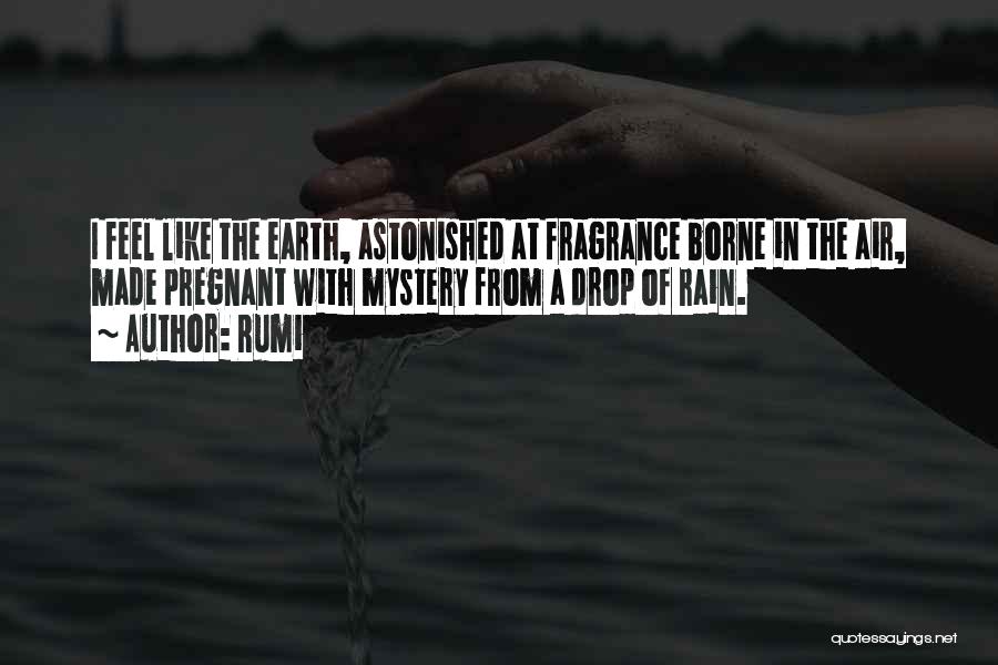 Rumi Quotes: I Feel Like The Earth, Astonished At Fragrance Borne In The Air, Made Pregnant With Mystery From A Drop Of