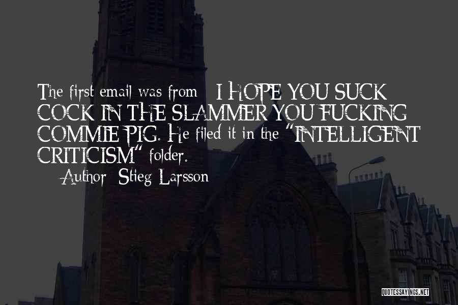 Stieg Larsson Quotes: The First Email Was From : I Hope You Suck Cock In The Slammer You Fucking Commie Pig. He Filed