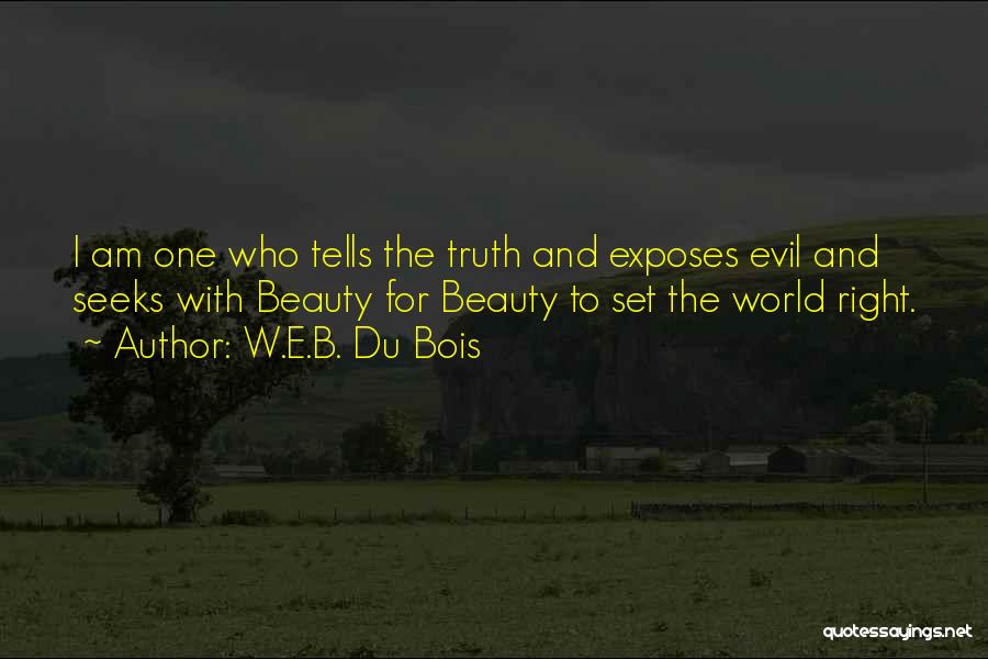 W.E.B. Du Bois Quotes: I Am One Who Tells The Truth And Exposes Evil And Seeks With Beauty For Beauty To Set The World