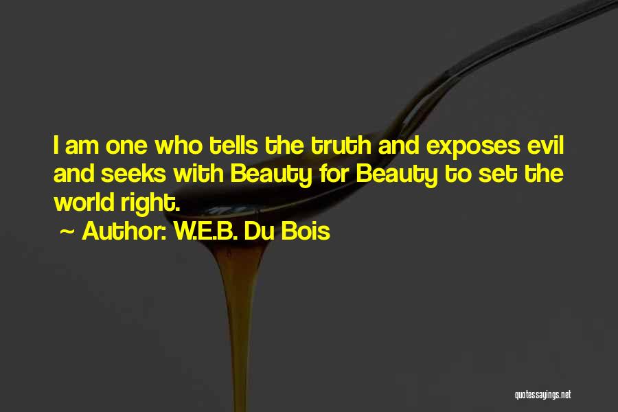 W.E.B. Du Bois Quotes: I Am One Who Tells The Truth And Exposes Evil And Seeks With Beauty For Beauty To Set The World