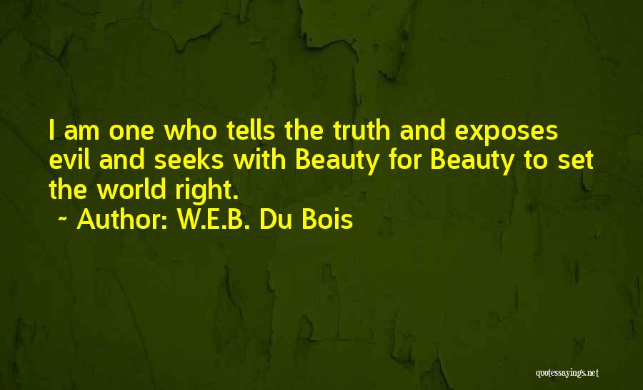 W.E.B. Du Bois Quotes: I Am One Who Tells The Truth And Exposes Evil And Seeks With Beauty For Beauty To Set The World