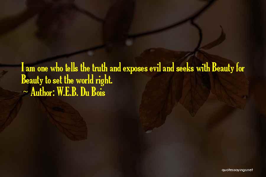 W.E.B. Du Bois Quotes: I Am One Who Tells The Truth And Exposes Evil And Seeks With Beauty For Beauty To Set The World