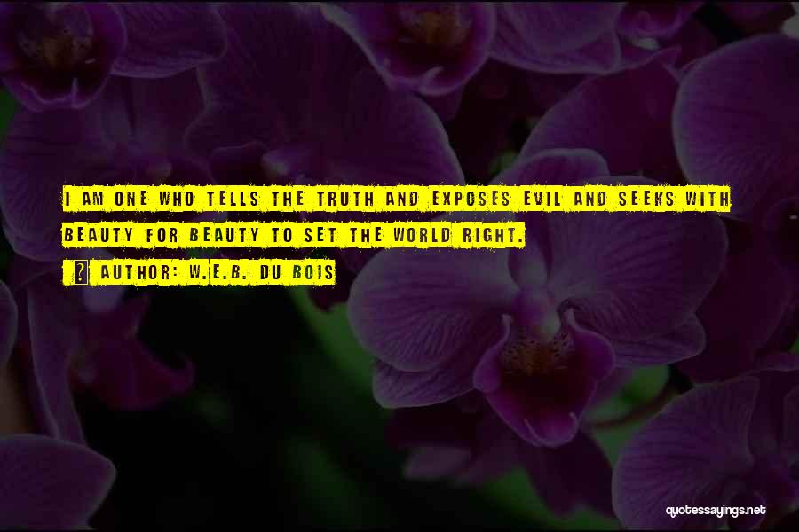 W.E.B. Du Bois Quotes: I Am One Who Tells The Truth And Exposes Evil And Seeks With Beauty For Beauty To Set The World