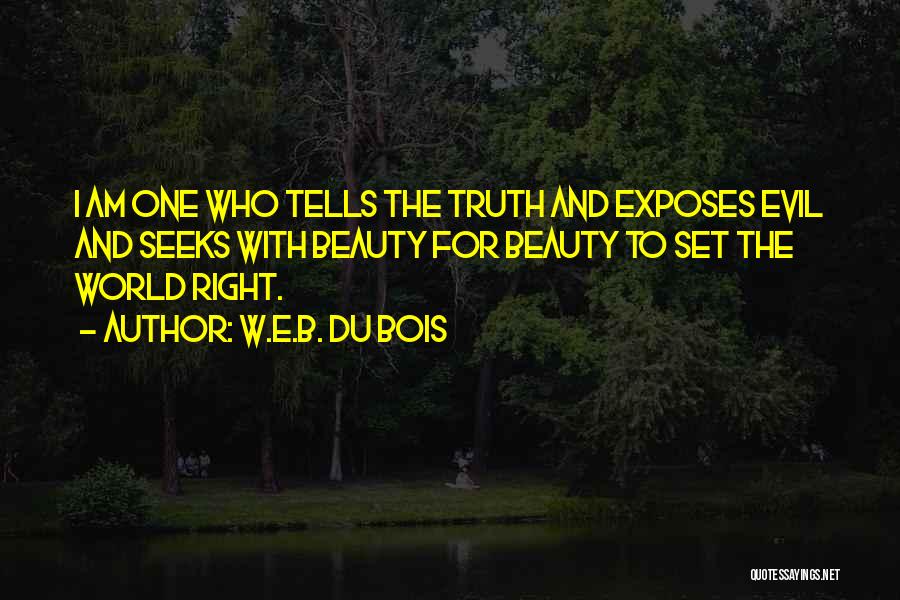W.E.B. Du Bois Quotes: I Am One Who Tells The Truth And Exposes Evil And Seeks With Beauty For Beauty To Set The World