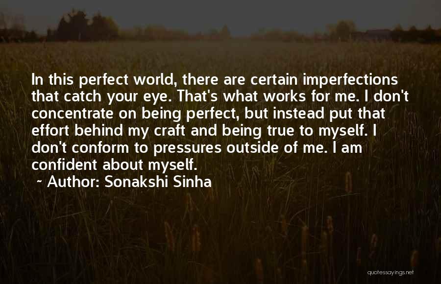 Sonakshi Sinha Quotes: In This Perfect World, There Are Certain Imperfections That Catch Your Eye. That's What Works For Me. I Don't Concentrate