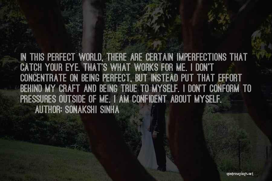 Sonakshi Sinha Quotes: In This Perfect World, There Are Certain Imperfections That Catch Your Eye. That's What Works For Me. I Don't Concentrate