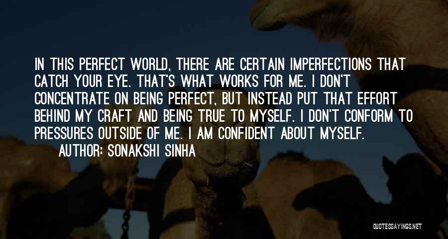 Sonakshi Sinha Quotes: In This Perfect World, There Are Certain Imperfections That Catch Your Eye. That's What Works For Me. I Don't Concentrate