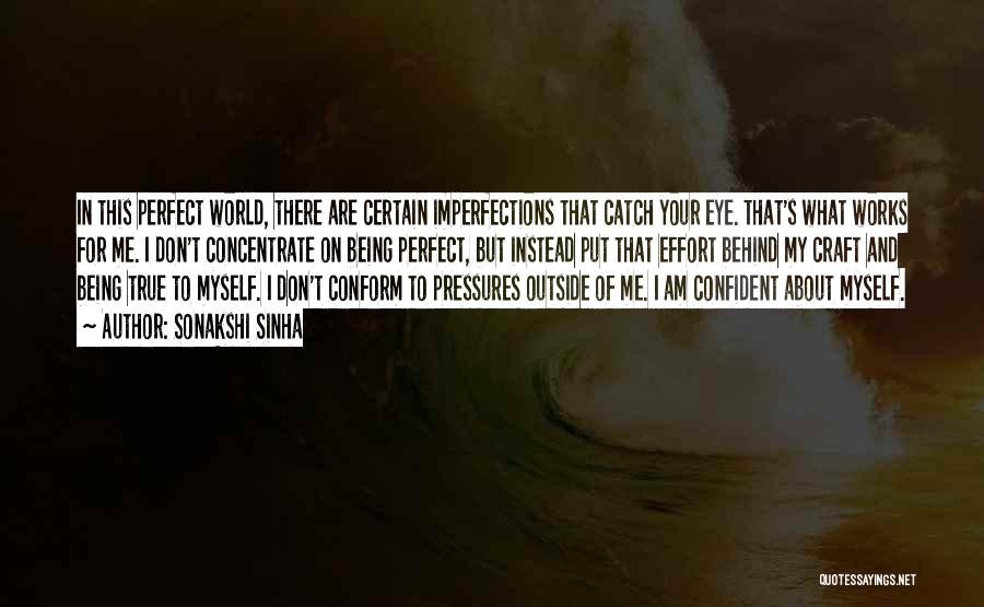 Sonakshi Sinha Quotes: In This Perfect World, There Are Certain Imperfections That Catch Your Eye. That's What Works For Me. I Don't Concentrate