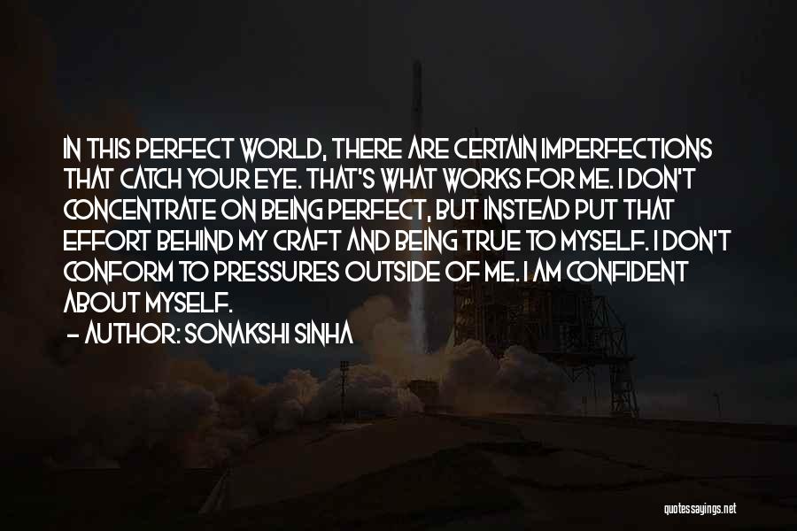 Sonakshi Sinha Quotes: In This Perfect World, There Are Certain Imperfections That Catch Your Eye. That's What Works For Me. I Don't Concentrate