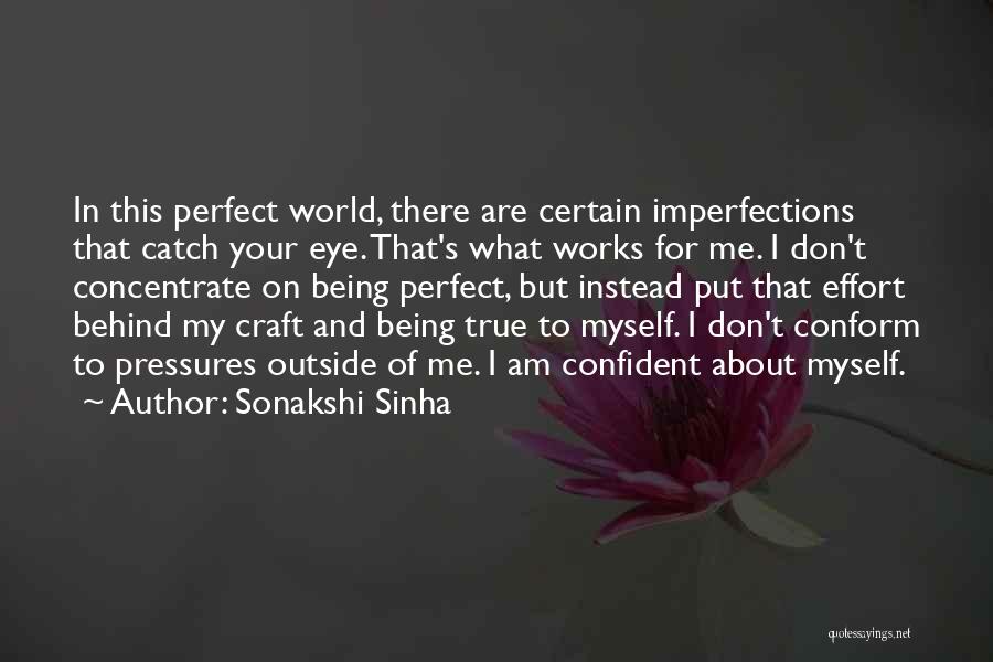 Sonakshi Sinha Quotes: In This Perfect World, There Are Certain Imperfections That Catch Your Eye. That's What Works For Me. I Don't Concentrate