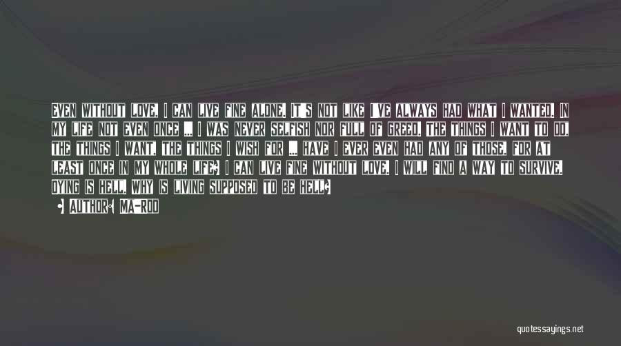 Ma-Roo Quotes: Even Without Love, I Can Live Fine Alone. It's Not Like I've Always Had What I Wanted. In My Life