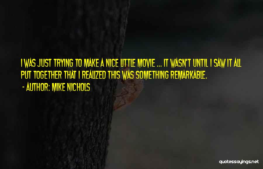 Mike Nichols Quotes: I Was Just Trying To Make A Nice Little Movie ... It Wasn't Until I Saw It All Put Together