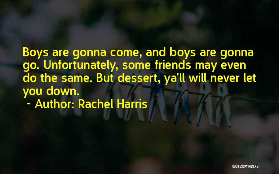 Rachel Harris Quotes: Boys Are Gonna Come, And Boys Are Gonna Go. Unfortunately, Some Friends May Even Do The Same. But Dessert, Ya'll