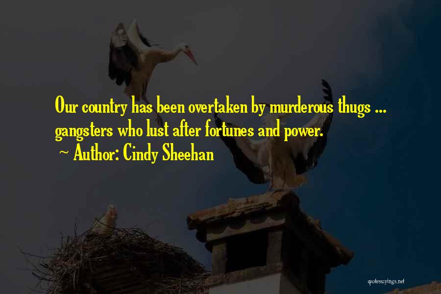 Cindy Sheehan Quotes: Our Country Has Been Overtaken By Murderous Thugs ... Gangsters Who Lust After Fortunes And Power.