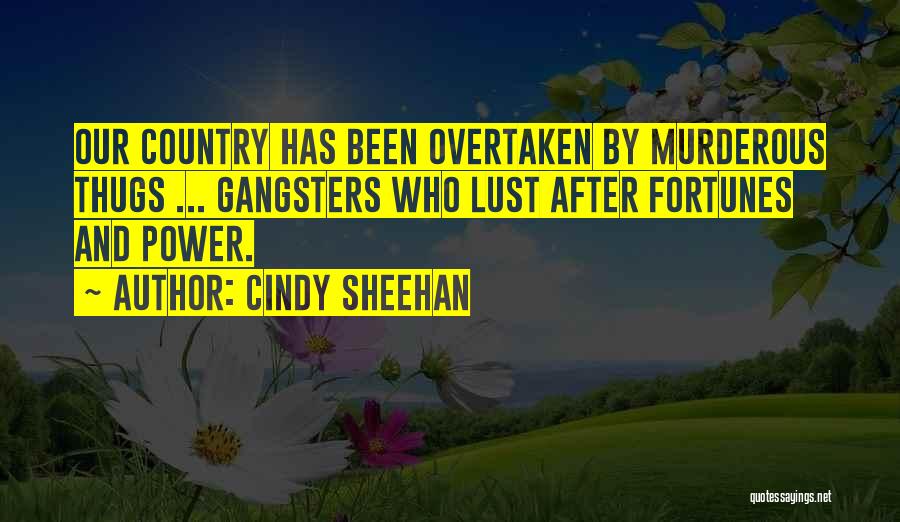 Cindy Sheehan Quotes: Our Country Has Been Overtaken By Murderous Thugs ... Gangsters Who Lust After Fortunes And Power.