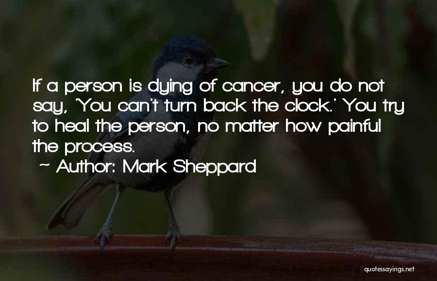 Mark Sheppard Quotes: If A Person Is Dying Of Cancer, You Do Not Say, 'you Can't Turn Back The Clock.' You Try To