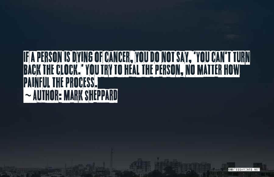 Mark Sheppard Quotes: If A Person Is Dying Of Cancer, You Do Not Say, 'you Can't Turn Back The Clock.' You Try To