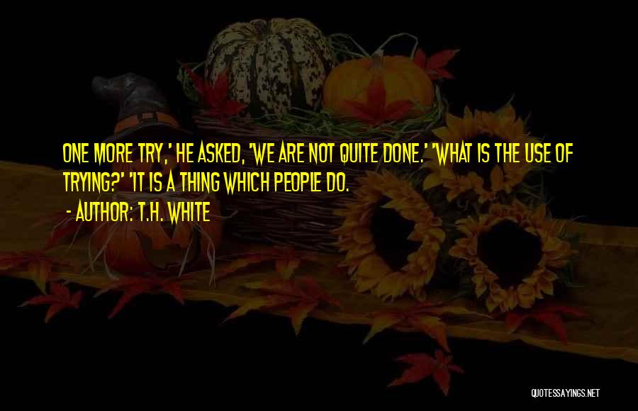 T.H. White Quotes: One More Try,' He Asked, 'we Are Not Quite Done.' 'what Is The Use Of Trying?' 'it Is A Thing