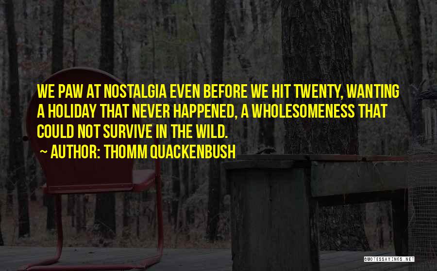 Thomm Quackenbush Quotes: We Paw At Nostalgia Even Before We Hit Twenty, Wanting A Holiday That Never Happened, A Wholesomeness That Could Not