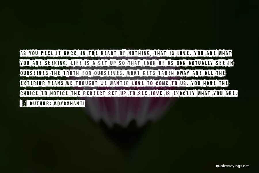 Adyashanti Quotes: As You Peel It Back, In The Heart Of Nothing, That Is Love. You Are What You Are Seeking. Life