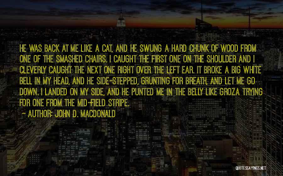 John D. MacDonald Quotes: He Was Back At Me Like A Cat, And He Swung A Hard Chunk Of Wood From One Of The