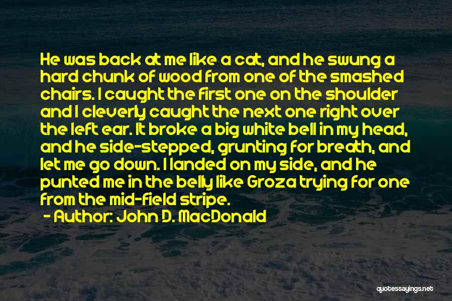 John D. MacDonald Quotes: He Was Back At Me Like A Cat, And He Swung A Hard Chunk Of Wood From One Of The