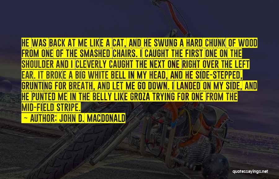 John D. MacDonald Quotes: He Was Back At Me Like A Cat, And He Swung A Hard Chunk Of Wood From One Of The