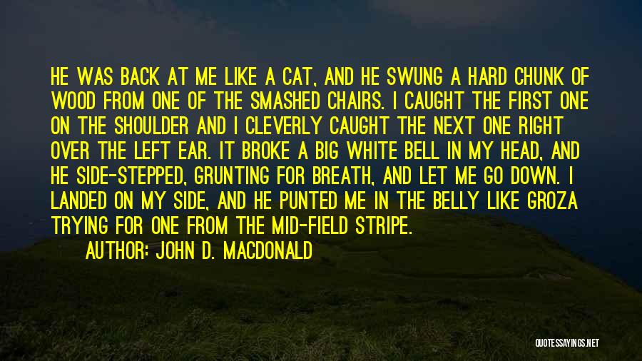 John D. MacDonald Quotes: He Was Back At Me Like A Cat, And He Swung A Hard Chunk Of Wood From One Of The