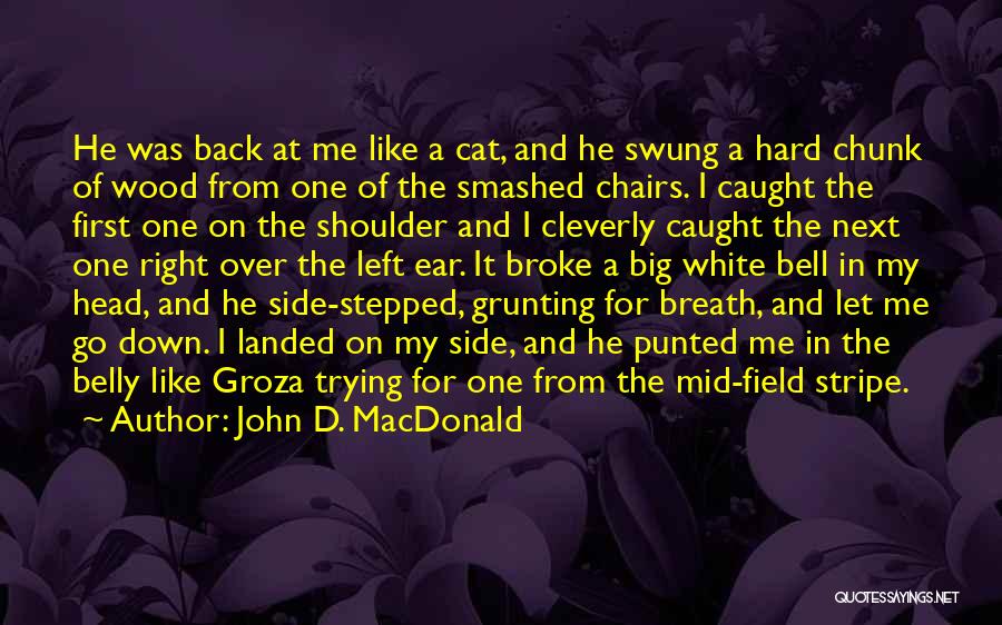 John D. MacDonald Quotes: He Was Back At Me Like A Cat, And He Swung A Hard Chunk Of Wood From One Of The