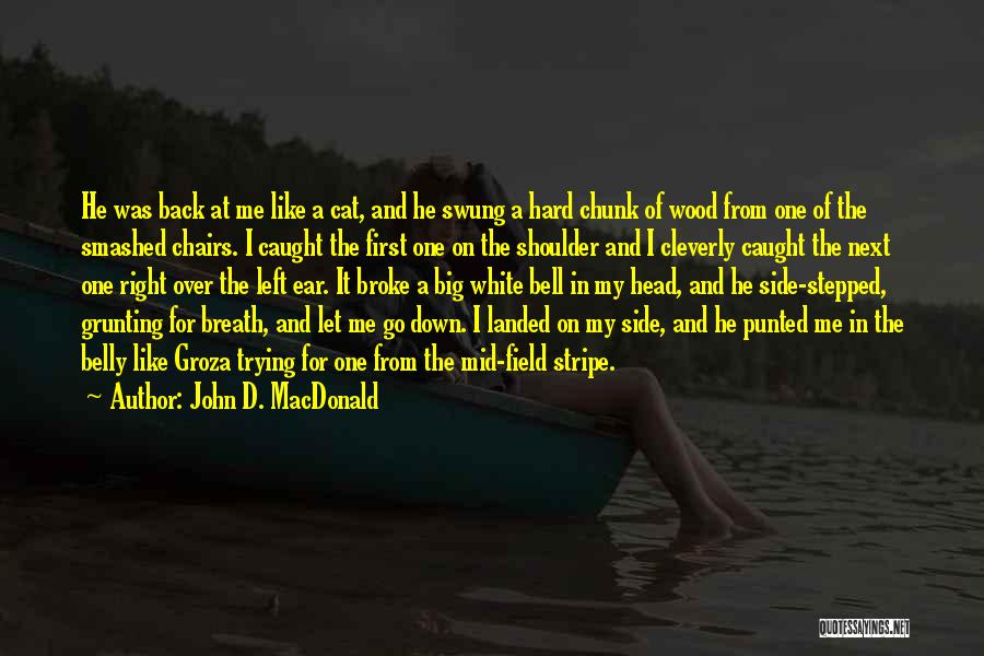 John D. MacDonald Quotes: He Was Back At Me Like A Cat, And He Swung A Hard Chunk Of Wood From One Of The