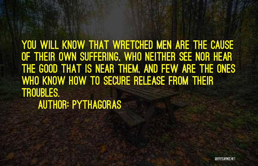 Pythagoras Quotes: You Will Know That Wretched Men Are The Cause Of Their Own Suffering, Who Neither See Nor Hear The Good
