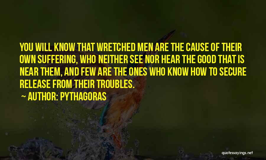 Pythagoras Quotes: You Will Know That Wretched Men Are The Cause Of Their Own Suffering, Who Neither See Nor Hear The Good