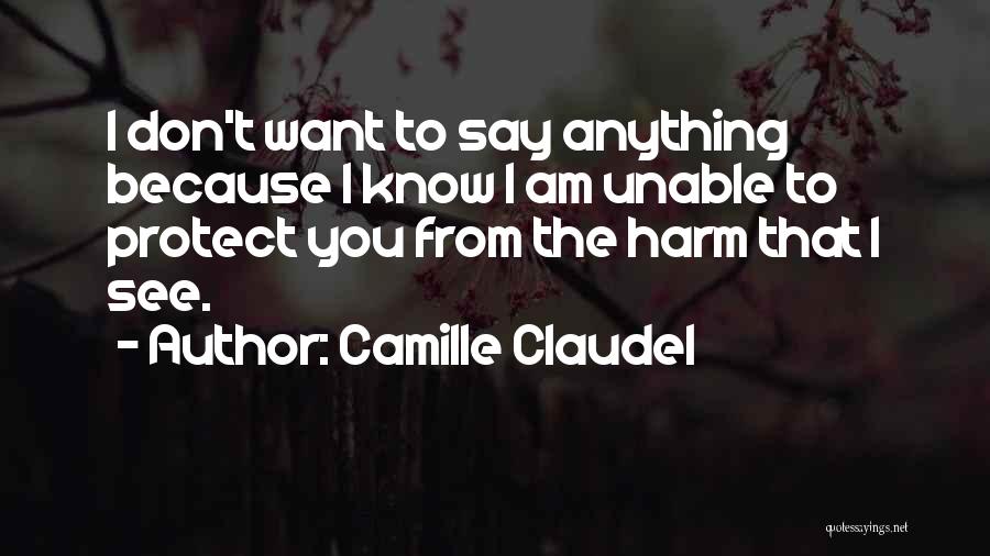 Camille Claudel Quotes: I Don't Want To Say Anything Because I Know I Am Unable To Protect You From The Harm That I