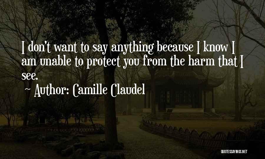 Camille Claudel Quotes: I Don't Want To Say Anything Because I Know I Am Unable To Protect You From The Harm That I