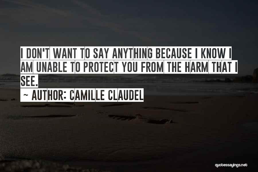 Camille Claudel Quotes: I Don't Want To Say Anything Because I Know I Am Unable To Protect You From The Harm That I