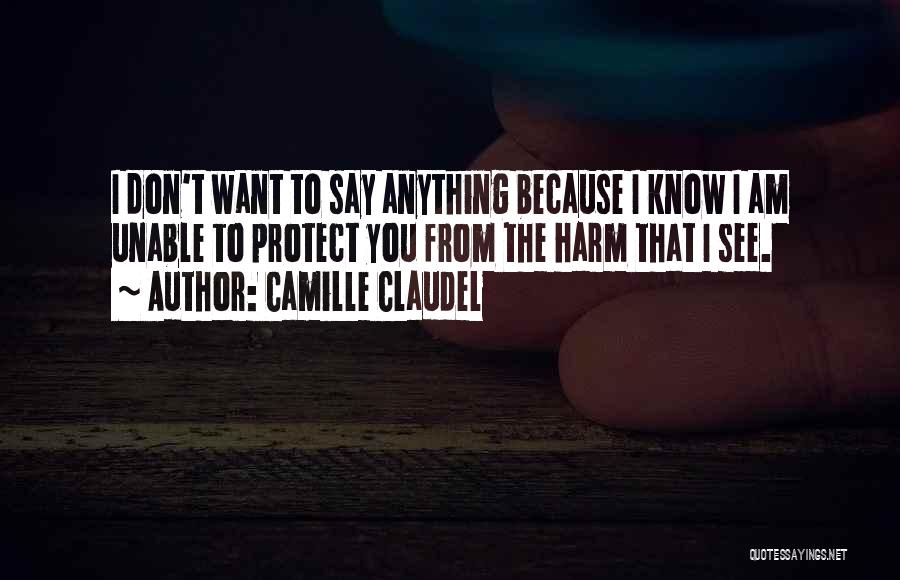 Camille Claudel Quotes: I Don't Want To Say Anything Because I Know I Am Unable To Protect You From The Harm That I