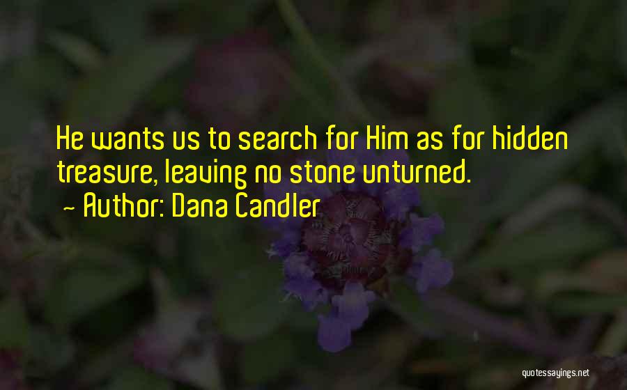 Dana Candler Quotes: He Wants Us To Search For Him As For Hidden Treasure, Leaving No Stone Unturned.
