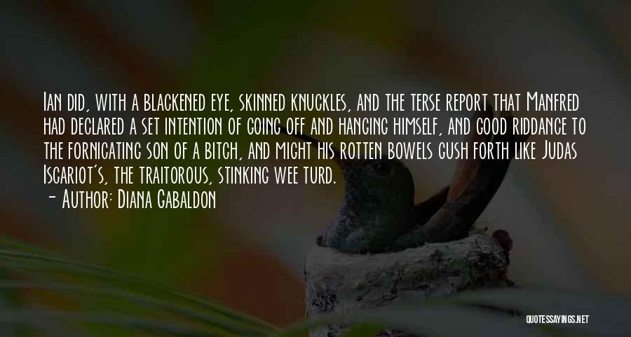 Diana Gabaldon Quotes: Ian Did, With A Blackened Eye, Skinned Knuckles, And The Terse Report That Manfred Had Declared A Set Intention Of