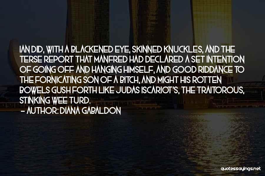 Diana Gabaldon Quotes: Ian Did, With A Blackened Eye, Skinned Knuckles, And The Terse Report That Manfred Had Declared A Set Intention Of