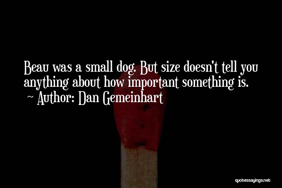 Dan Gemeinhart Quotes: Beau Was A Small Dog. But Size Doesn't Tell You Anything About How Important Something Is.