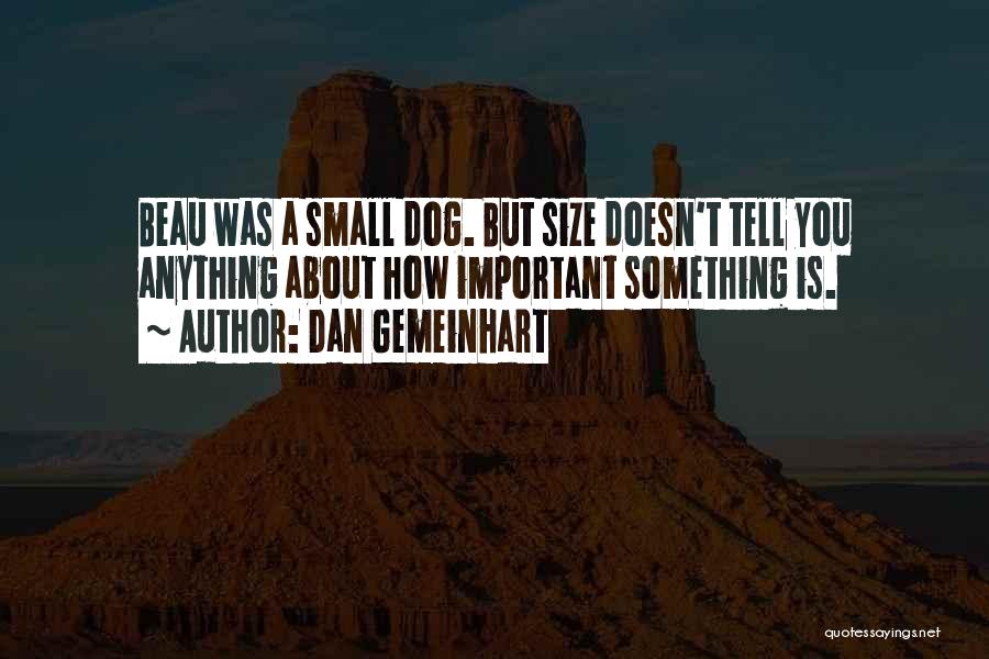 Dan Gemeinhart Quotes: Beau Was A Small Dog. But Size Doesn't Tell You Anything About How Important Something Is.